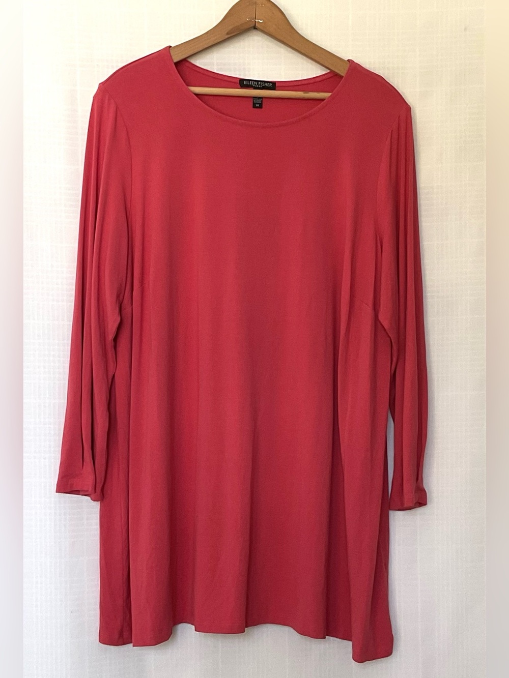 Eileen Fisher Coral orange Long Sleeve Scoop Neck Tunic